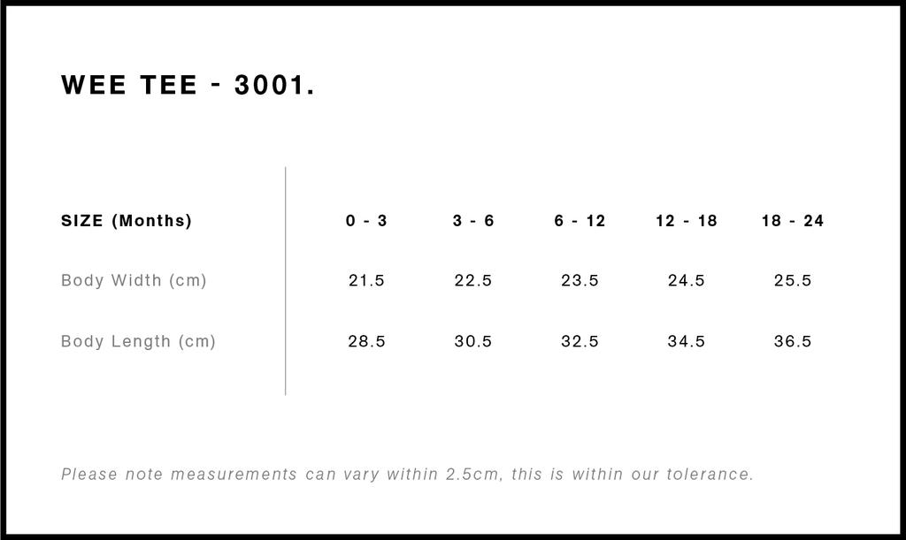 Size Guide - Style 3001