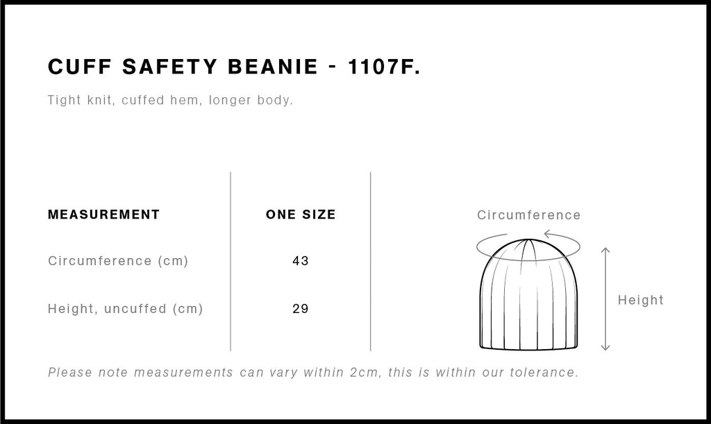 Size Guide - Style 1107F