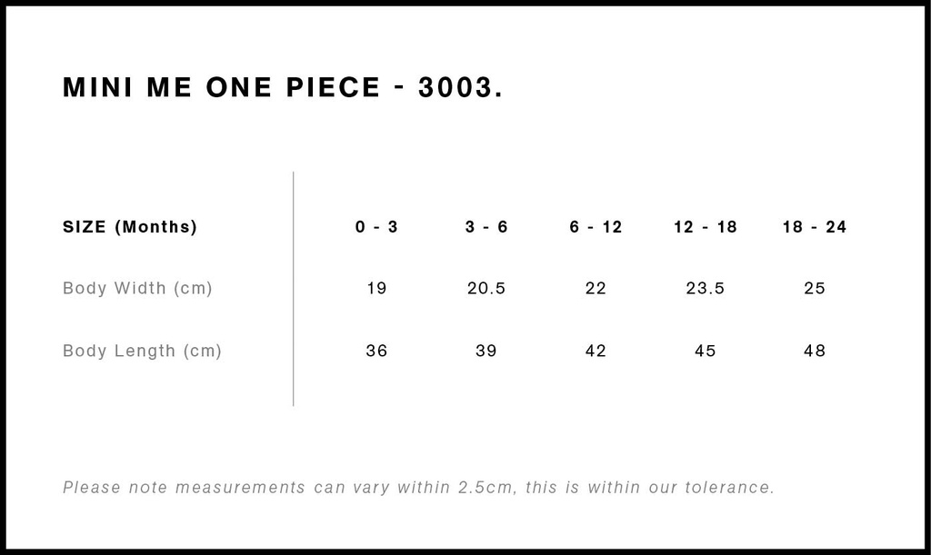 Size Guide - Style 3003