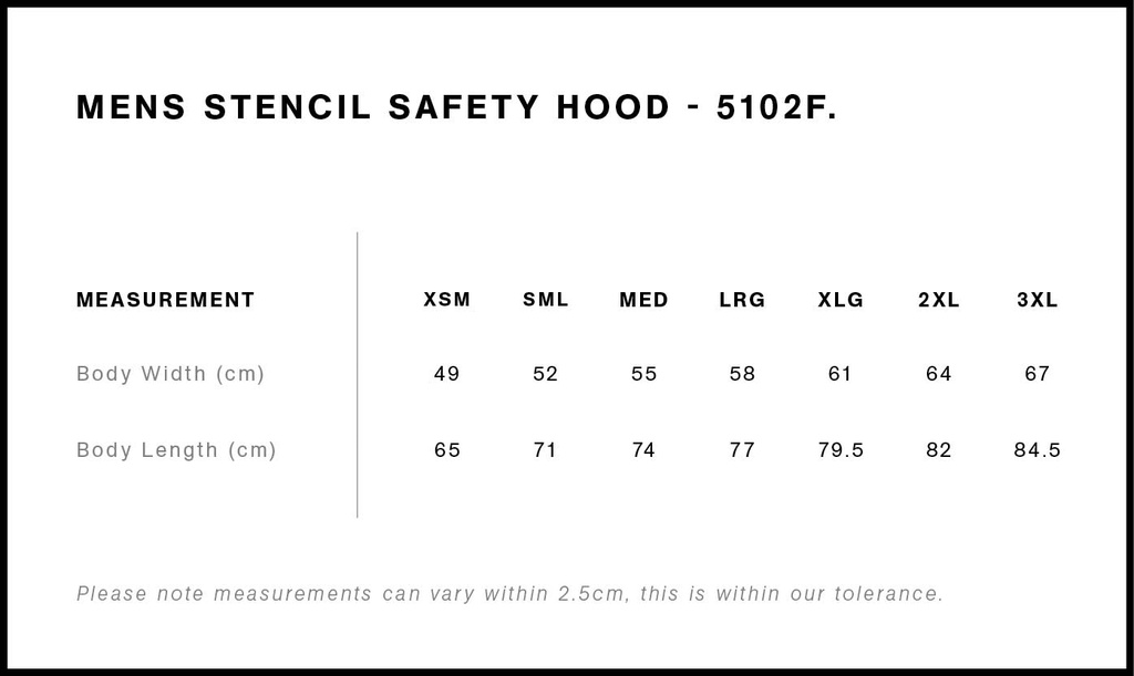 Size Guide - Style 5102F