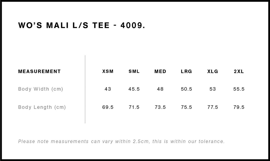 Size Guide - Style 4009