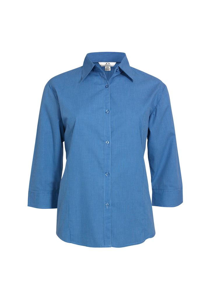 [9401042017185] LB8200 - Womens Micro Check 3/4 Sleeve Shirt (8, Mid Blue)