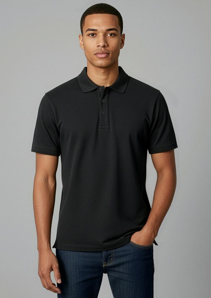 [9401042180735] P112MS - Mens Ice Short Sleeve Polo (S, Black)