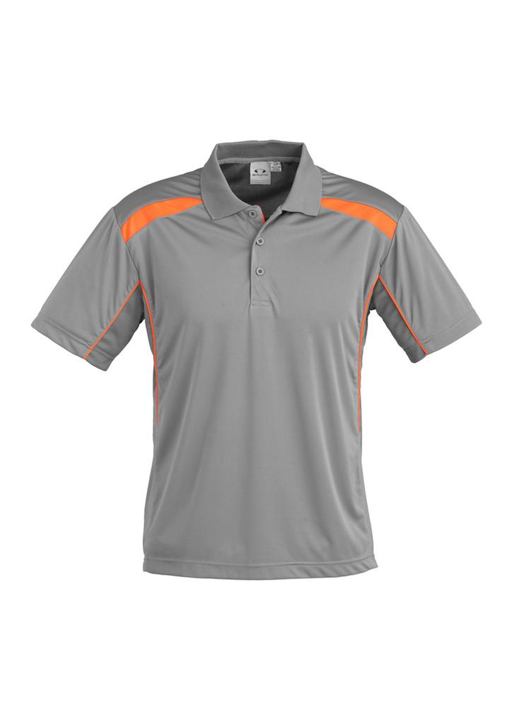 [9401042212498] P244MS - Mens United Short Sleeve Polo (S, Ash/Fluoro Orange)