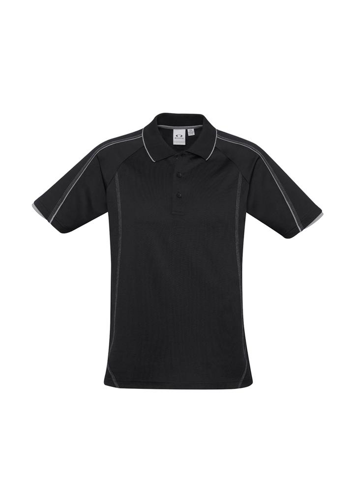 [9401042232212] P303MS - Mens Blade Short Sleeve Polo (S, Black/Silver Grey)