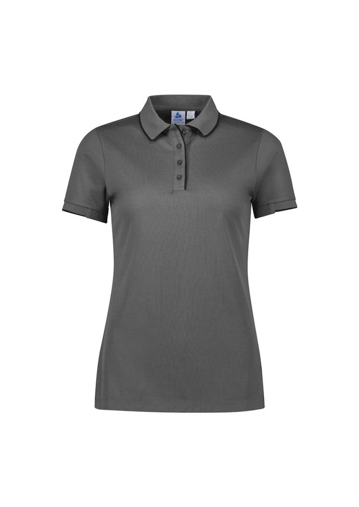 [9401042634061] P313LS - Womens Focus Short Sleeve Polo (6, Ash/Black)