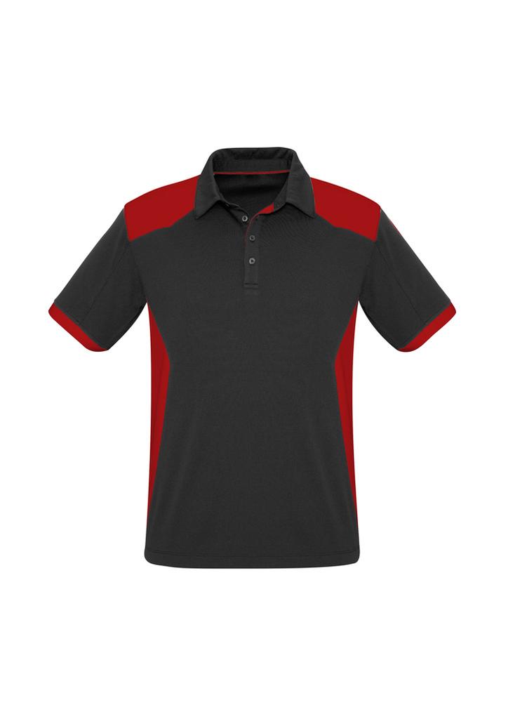 [9401042359346] P705MS - Mens Rival Short Sleeve Polo (S, Black/Red)