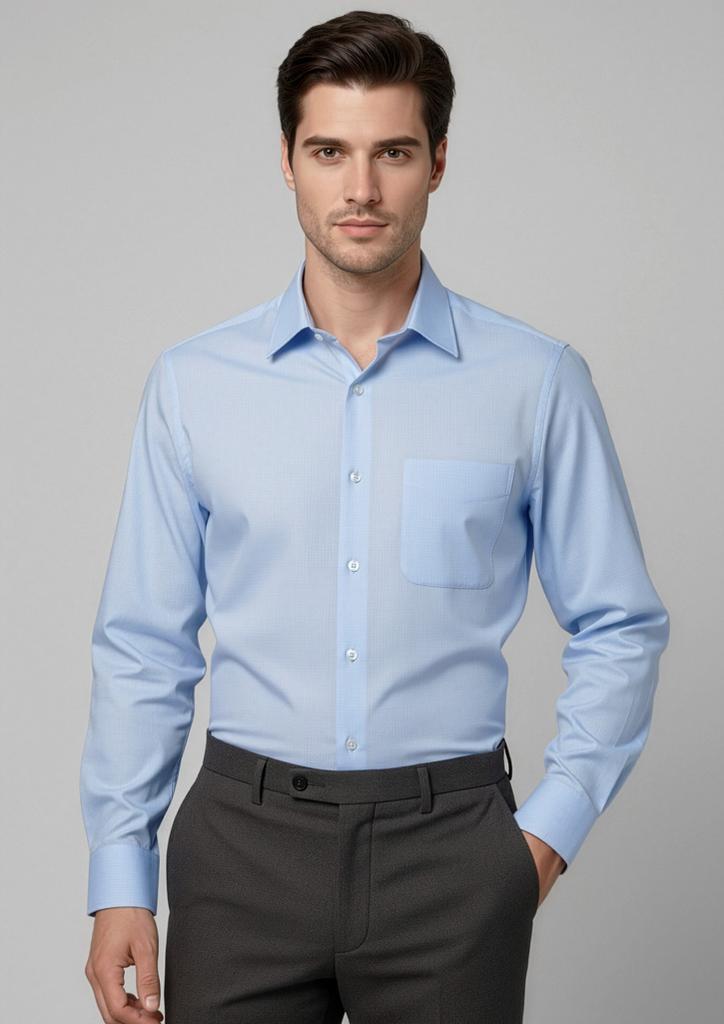 [9401042175830] S10210 - Mens Luxe Long Sleeve Shirt (S, Blue)