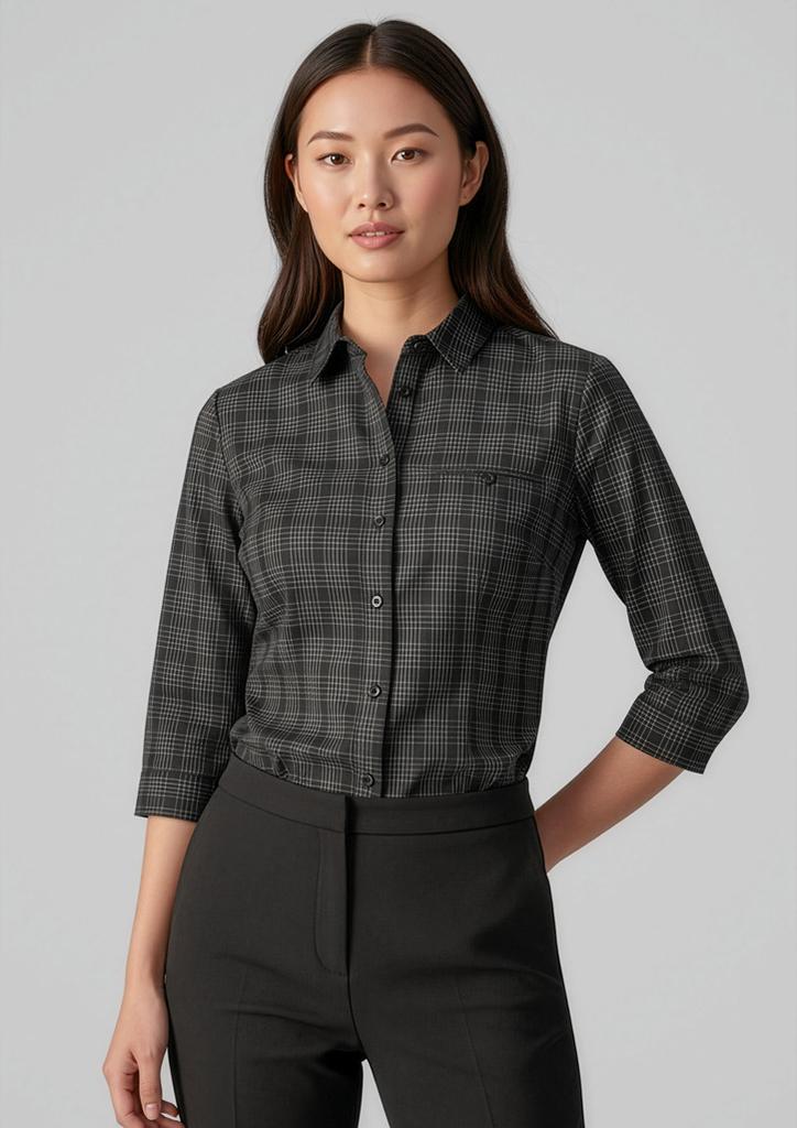 [9401042445964] S820LT - Womens Harper 3/4 Sleeve Shirt (6, Black/Silver)