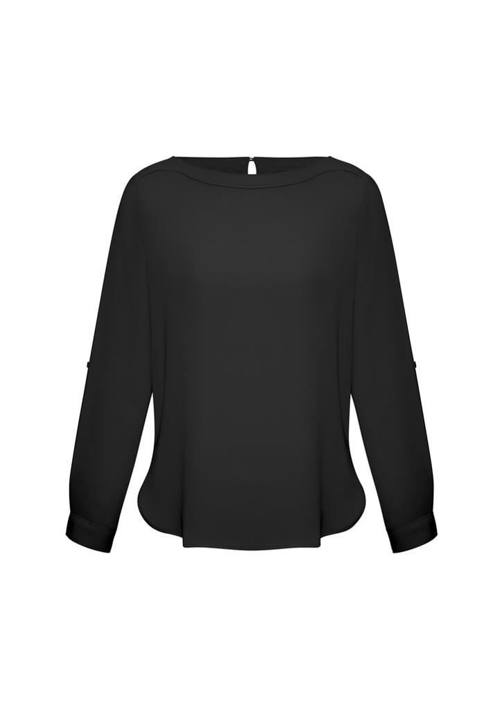 [9401042447623] S828LL - Womens Madison Boatneck Top (6, Black)