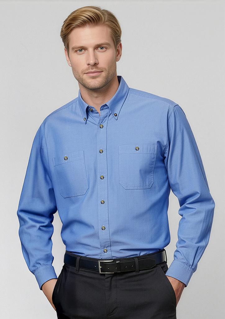 [9401042075932] SH112 - Mens Chambray Long Sleeve Shirt (XS)