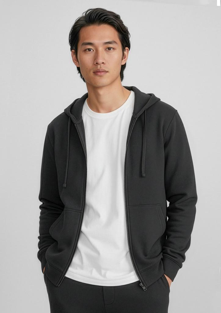[9401042352347] SW762M - Mens Crew Zip Hoodie (XS, Black)