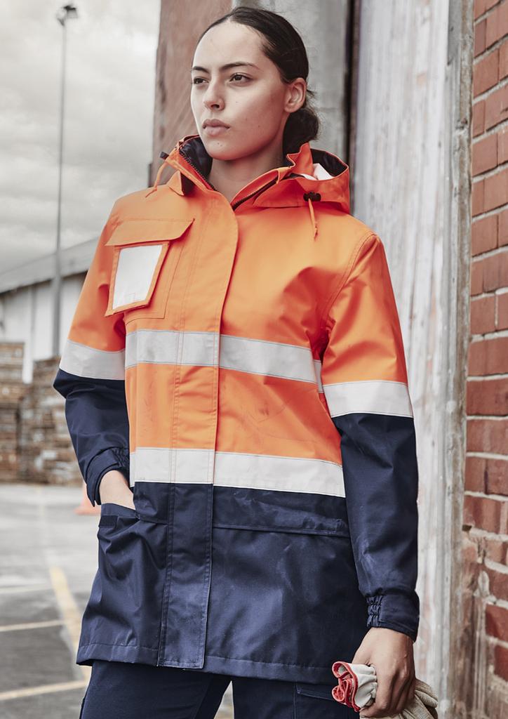 [9401042667052] ZJ757 - Womens Hi Vis Ultralite Waterproof Jacket (XXS, Orange/Navy)