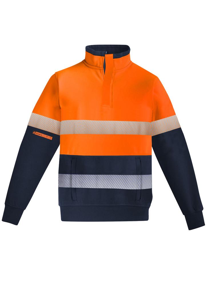 ZT150 - Mens Orange Flame Hi Vis 1/4 Zip Pullover - Hoop Taped