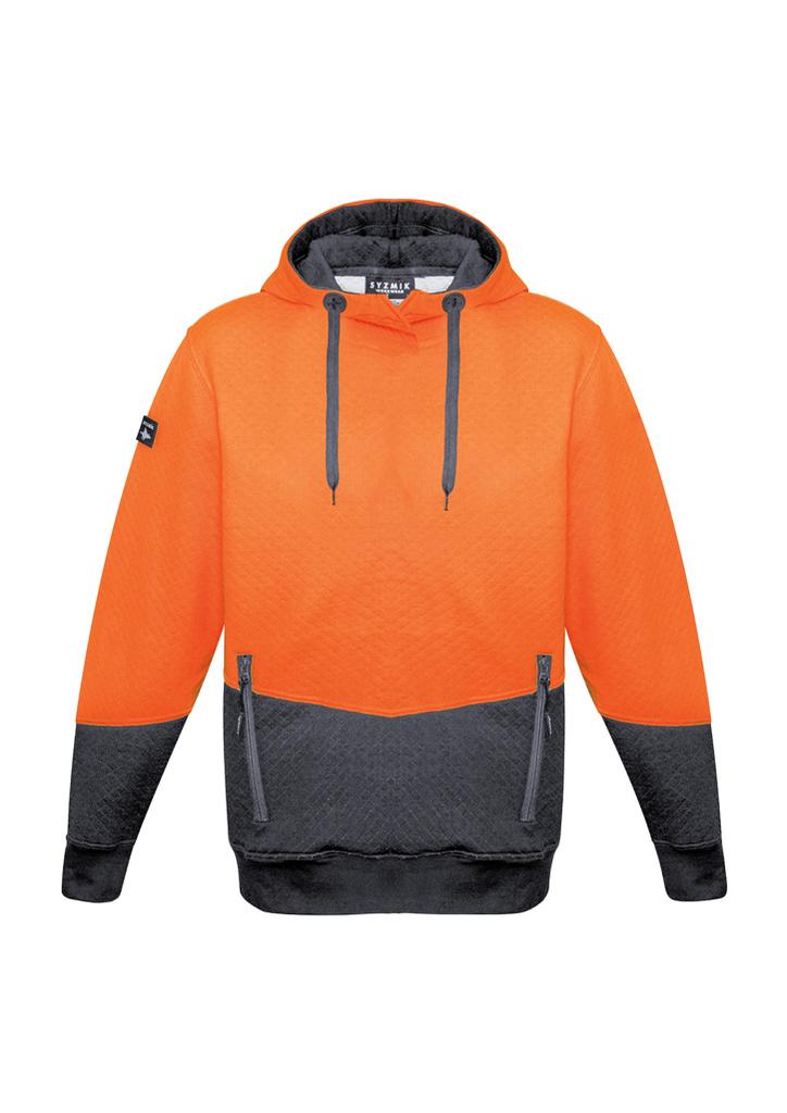 [9401042346100] ZT477 - Unisex Hi Vis Textured Jacquard Hoodie (XXS, Orange/Charcoal)