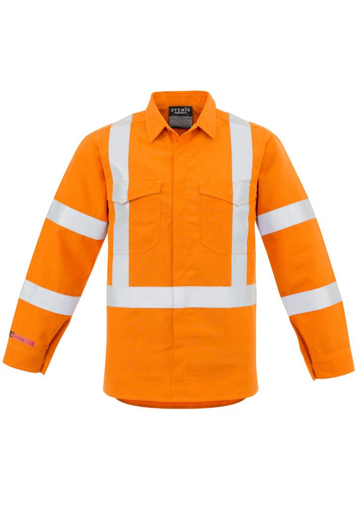 [9401042401090] ZW137 - Mens Red Flame Hi Vis X Back Shirt (XXS)