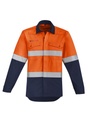 ZW140 - Mens Orange Flame Hi Vis Open Front Spliced Shirt - Hoop Taped