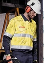 ZW140 - Mens Orange Flame Hi Vis Open Front Spliced Shirt - Hoop Taped