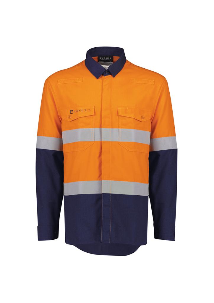 ZW180 - Mens Orange Flame Lightweight Ripstop Shirt - Hoop Taped