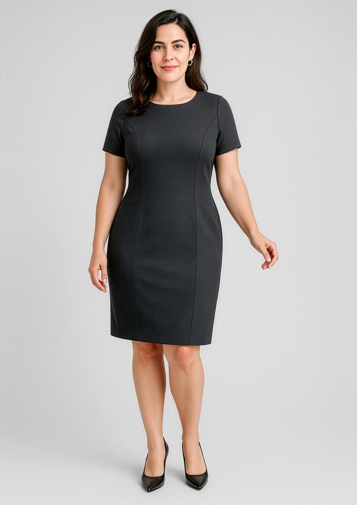 34012 - Womens Comfort Wool Stretch Short Sleeve Shift Dress