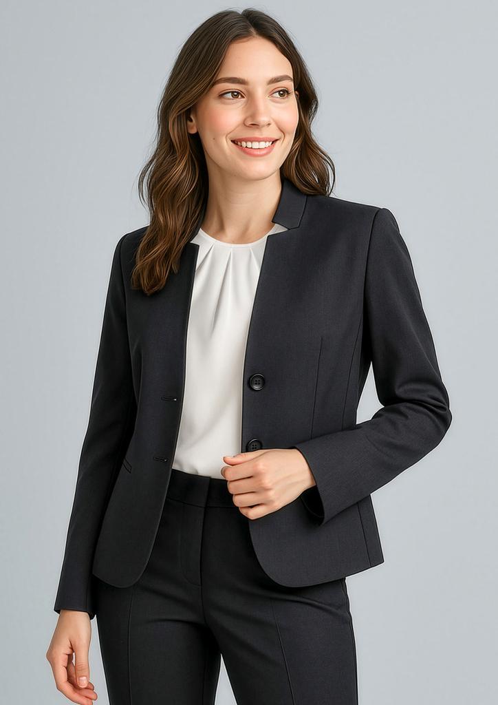 [9401042199737] 60113 - Womens Cool Stretch Short Jacket with Reverse Lapel (4, Black)