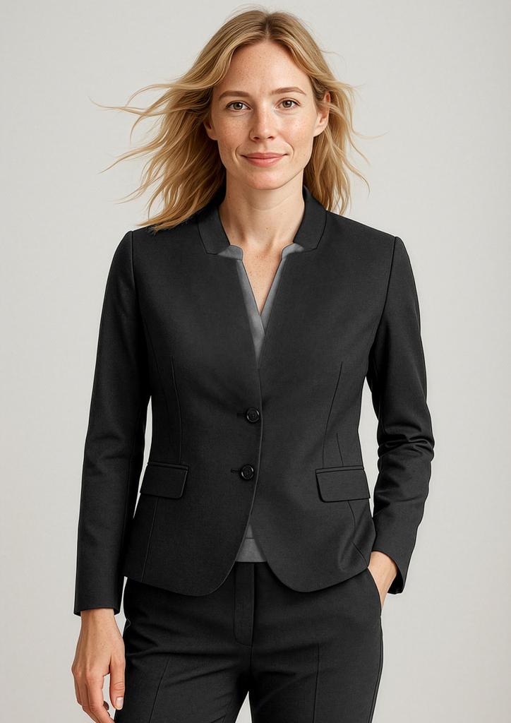 64013 - Womens Comfort Wool Stretch Short Jacket with Reverse Lapel