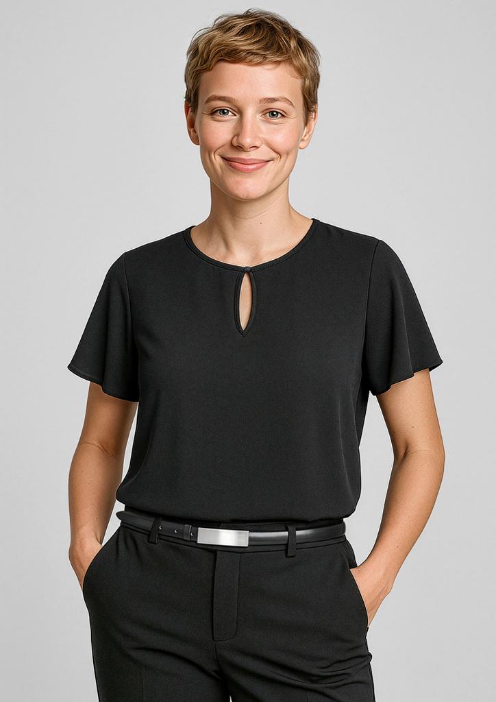 [9401042627803] RB261LS - Womens Vienna Short Sleeve Blouse (4, Black)