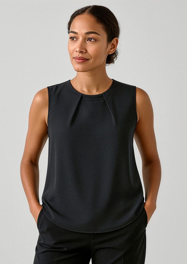 RB973LN - Womens Estelle Sleeveless Pleat Detail Blouse
