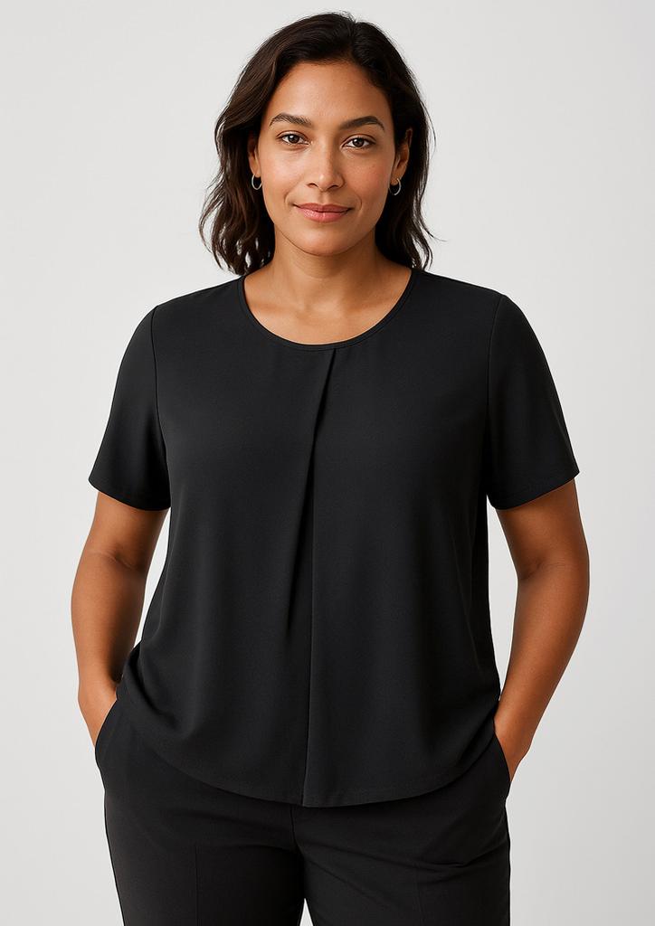 [9401042545251] RT065LS - Womens Sydney Short Sleeve T-Top (4, Black)