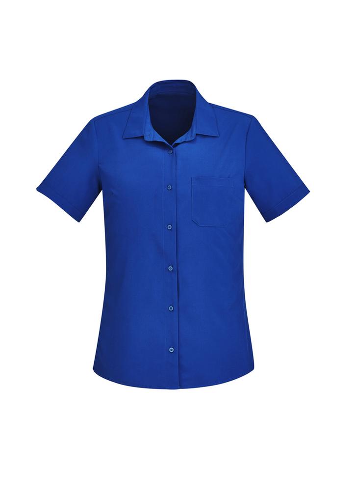 [9401042556745] CS947LS - Womens Florence Plain Short Sleeve Shirt (4, Black)