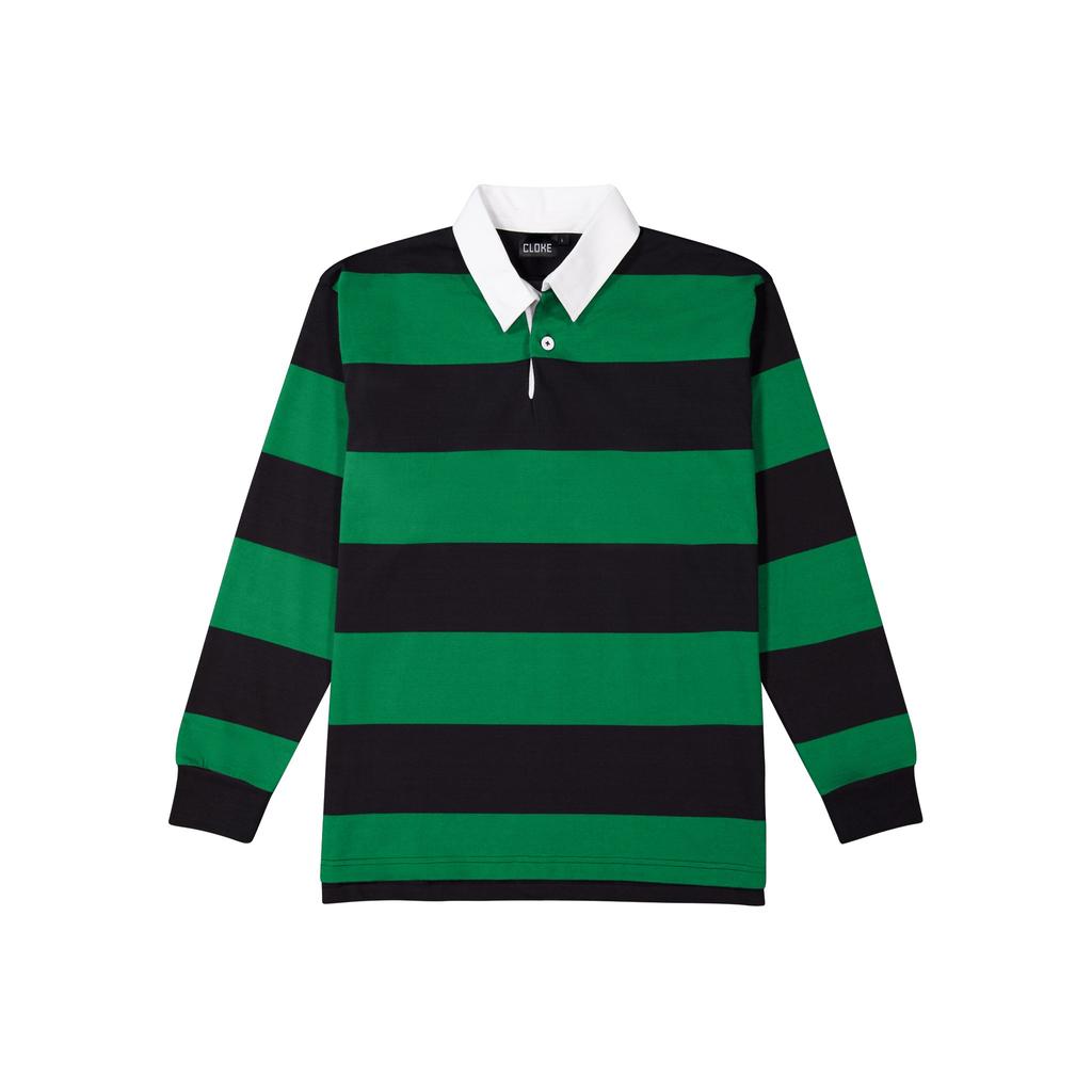 [RJS-KK-XXS] RJS - Striped Rugby Jersey (XXS, Black/Kelly)
