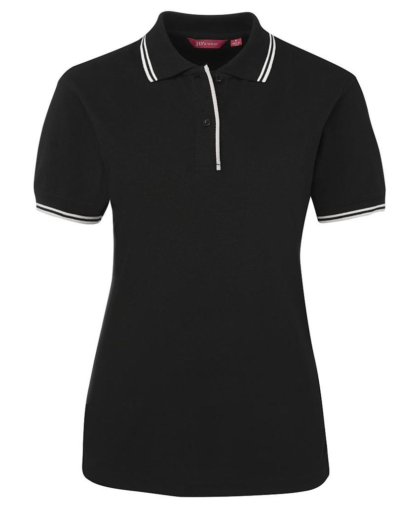 2LCP - JBs Ladies Contrast Polo (6, Black/White)