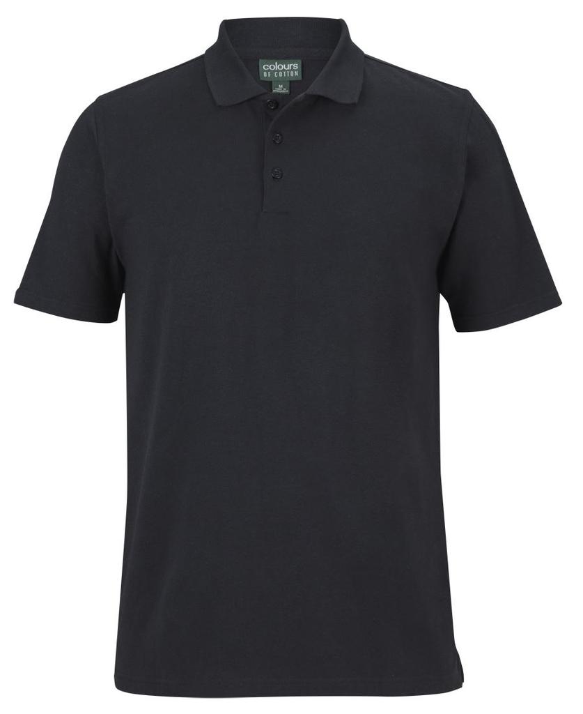 [2STSBXAA] 2STS - C of C Cotton S/S Stretch Polo (XS, Black)