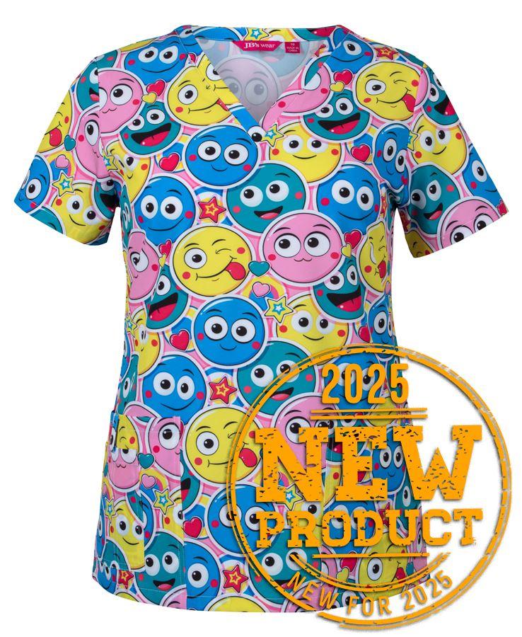 4STP1 - JBs Ladies Scrub Top Printed