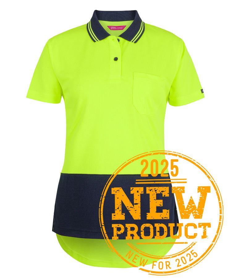 [6HDS1EN08] 6HDS1 - JBs Ladies Hv S/S Drop Tail Polo (8, Lime/Navy)