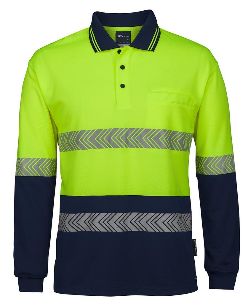 [6HLSTENAA] 6HLST - JBs Hv L/S Segmented Tape Polo (XS, Lime/Navy)