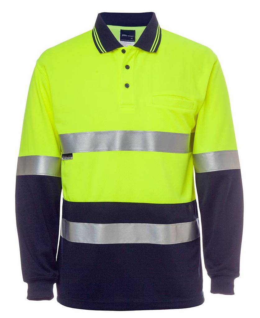 [6HMCBENAA] 6HMCB - JBs Hv L/S (D+N) Cotton Back Polo (XS, Lime/Navy)