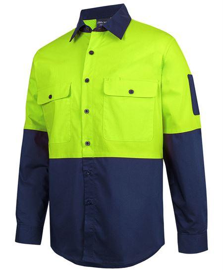 [6HRFLENA1] 6HRFL - JBs Hv Class F Ripstop L/S Work Shirt (2XS, Lime/Navy)