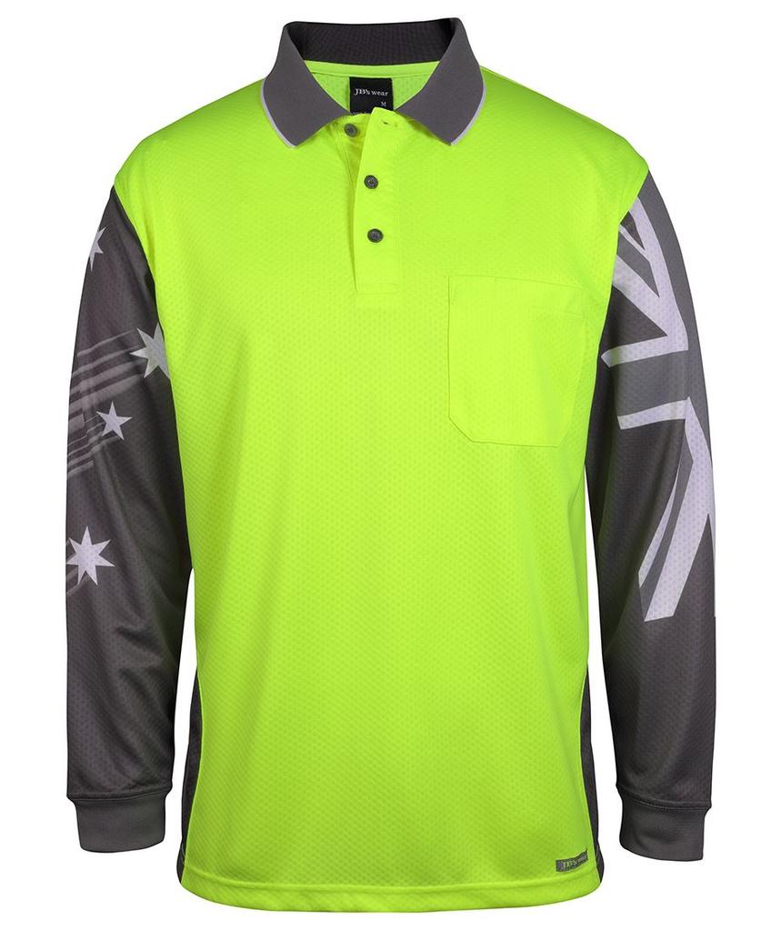 [6HSCLEG12] 6HSCL - JBs Hv L/S Southern Cross Polo (2XS, Lime/Charcoal)