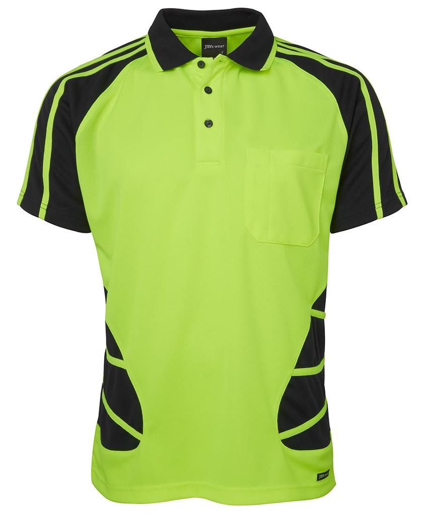 [6HSPEBA1] 6HSP - JBs Hv S/S Spider Polo (2XS, Lime/Black)