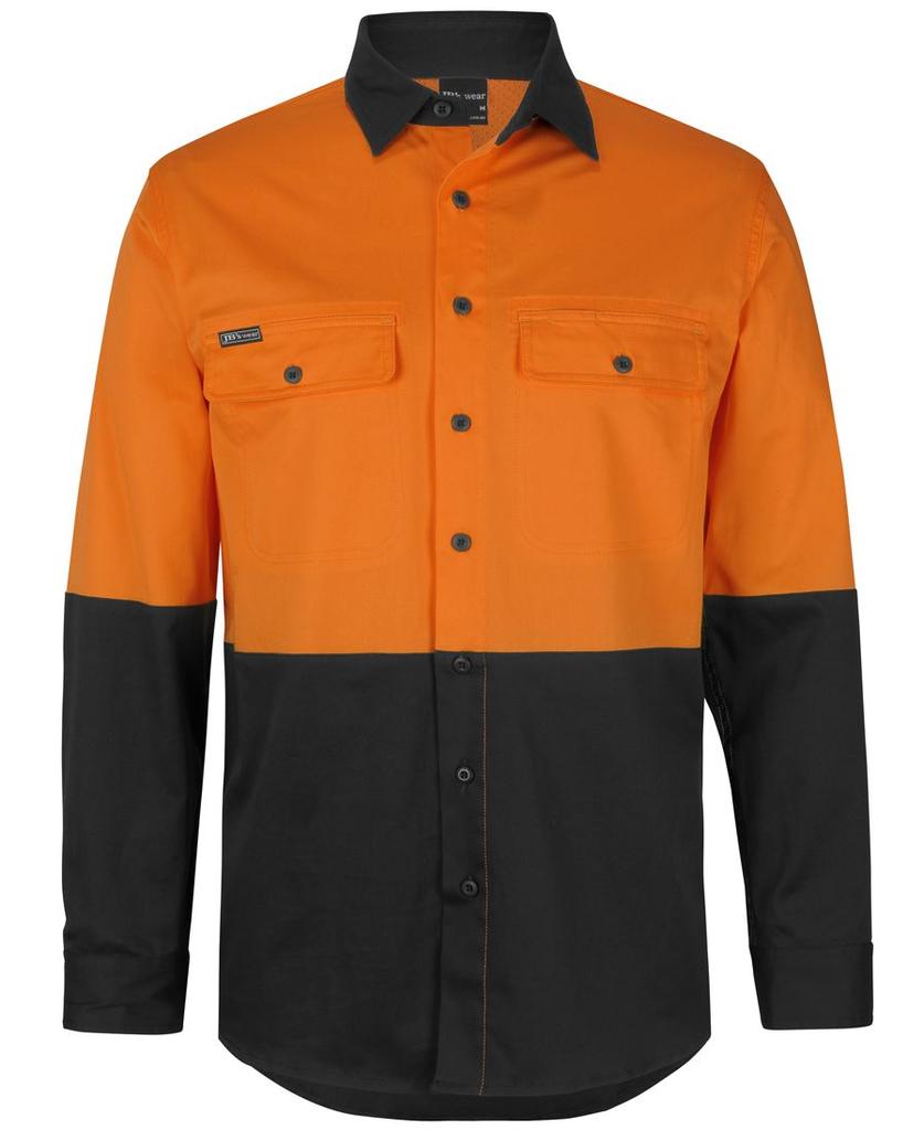 [6HSWLOBA0] 6HSWL - JBs Hv L/S Stretch Work Shirt (3XS, Orange/Black)