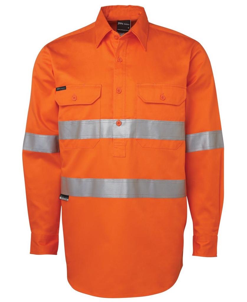 [6HWCFOXAA] 6HWCF - JBs Hv (D+N) Close Front L/S 190G Shirt (XS, Orange)