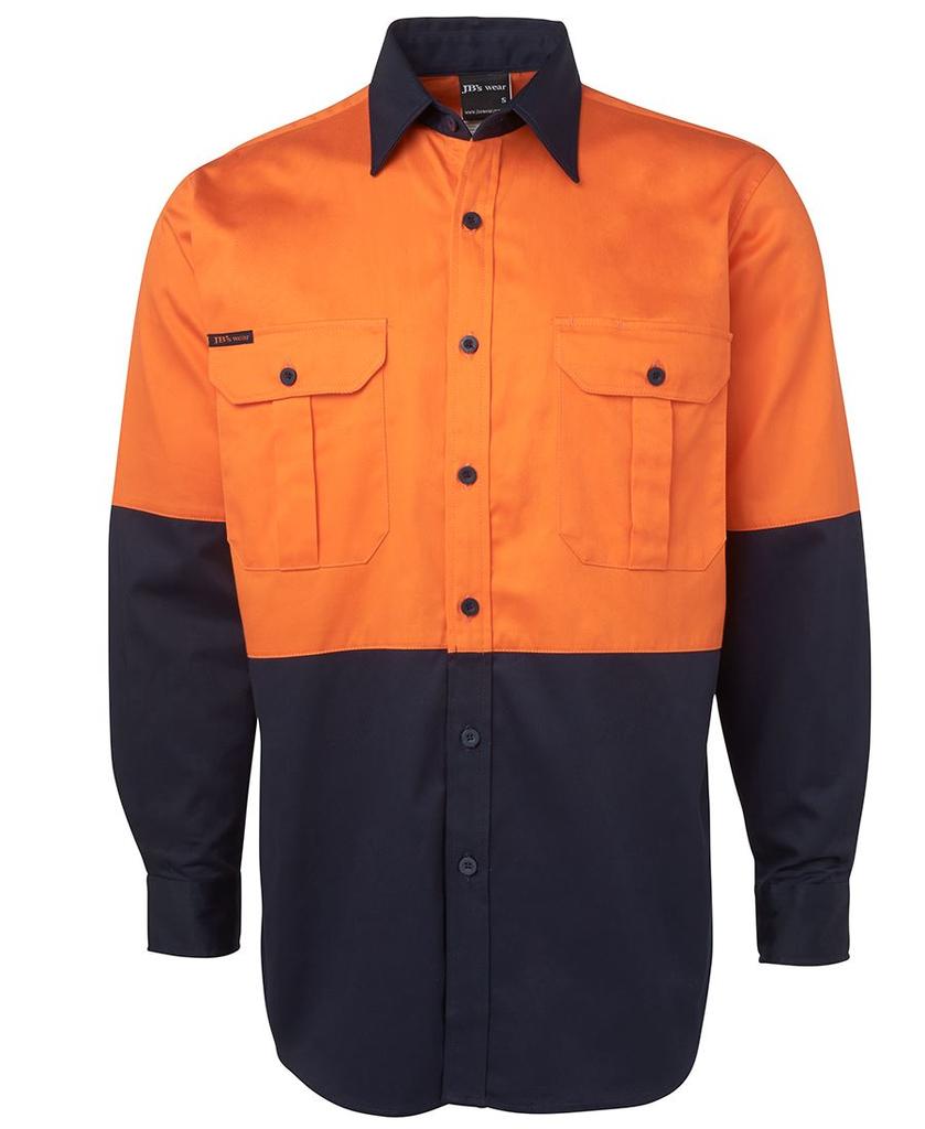 [6HWLONA1] 6HWL - JBs Hv L/S 190G Shirt (2XS, Orange/Navy)
