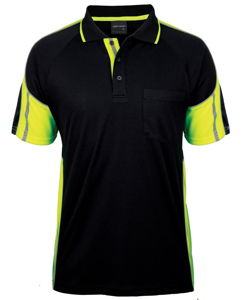 [6SPPSBEA1] 6SPPS - JBs S/S Street Panel Polo (2XS, Black/Lime)