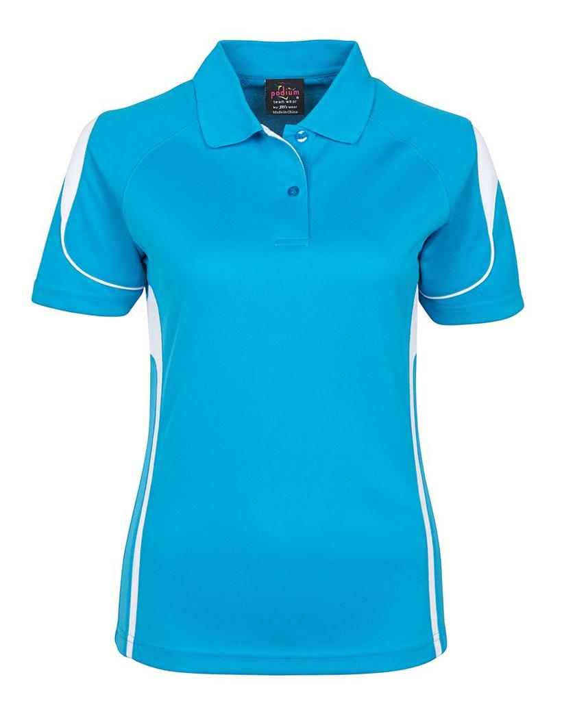[7BEL1DW08] 7BEL1 - Pdm Ladies Bell Polo (8, Aqua/White)