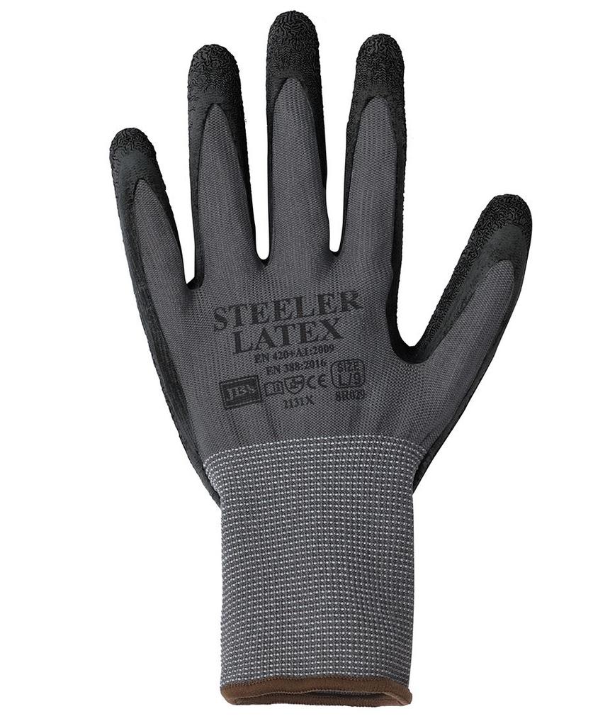 8R029 - JBs Steeler Crinkle Latex Glove (12Pk) Grey/Black-S - 07