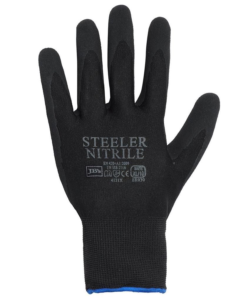 8R030 - JBs Steeler Sandy Nitrile Glove (12Pk) Black/Black-S - 07