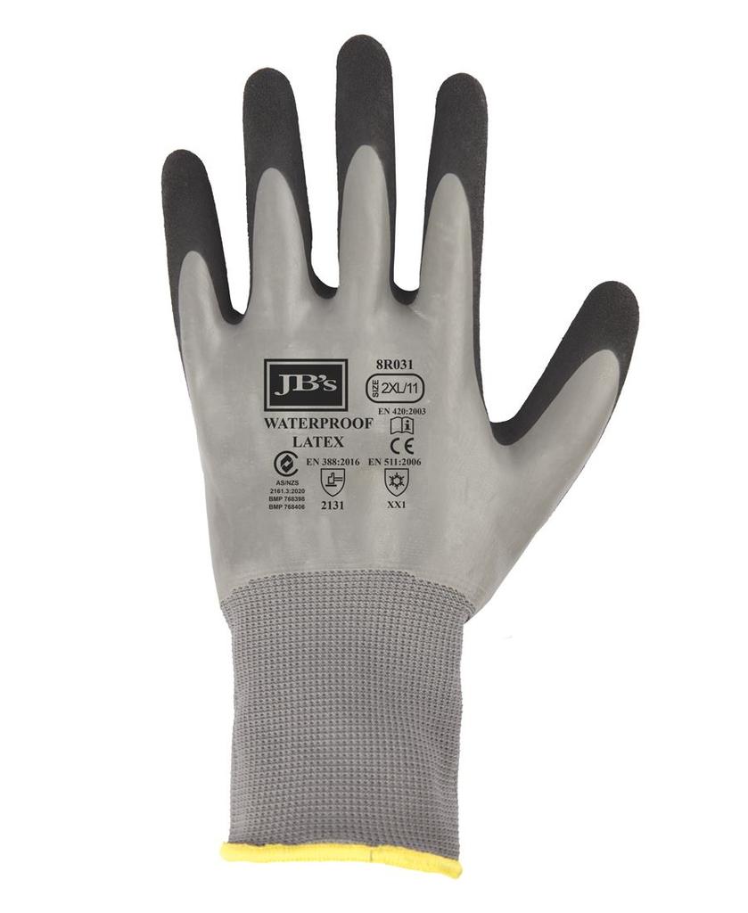 [8R031GBAX] 8R031 - JBs Waterproof Dbl Latex Coated Glove 5Pk Grey/Black-S-07 (S)