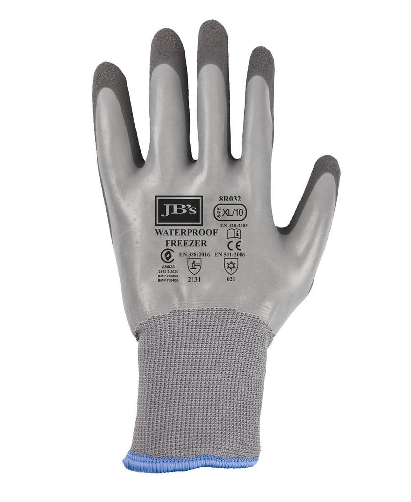 8R032 - JBs W/Proof Latex Coat Freezer Glove 5Pk Grey/Char-S-07