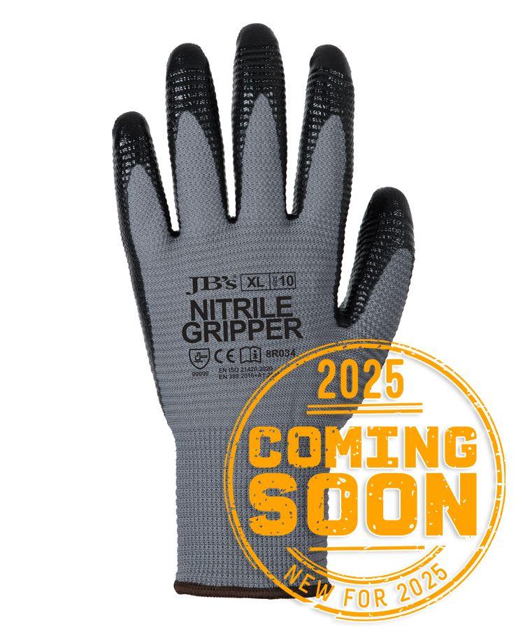 [8R034GBAX] 8R034 - JBs Nitrile Gripper Glove (12Pk) Grey/Black-S-07 (S)